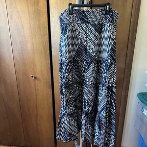 Blue and white long ruffle at bottom skirt